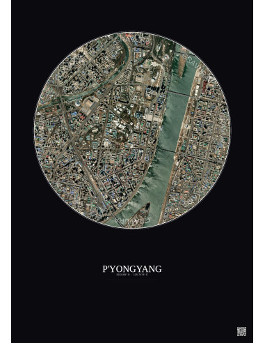 Affiche P Yongyang – Poster vue satellite 2.5km Couleur | Gravura – Fond foncé