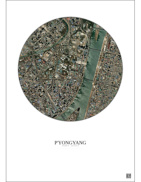 Affiche P Yongyang – Poster vue satellite 2.5km Couleur | Gravura – Fond clair