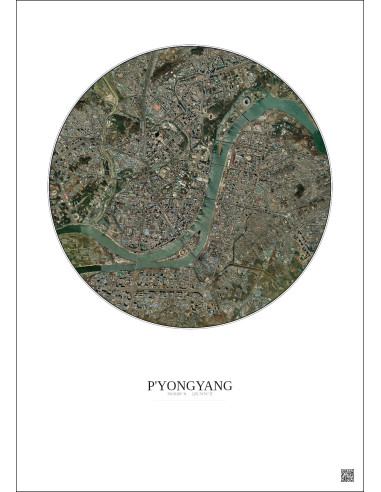 Affiche P Yongyang – Poster vue satellite 6km Couleur | Gravura – Fond clair