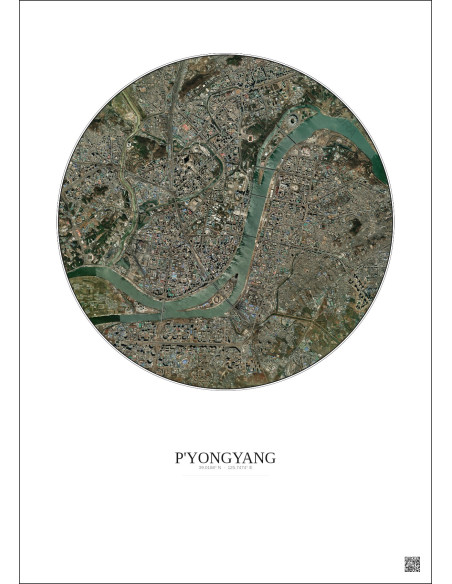 Affiche P Yongyang – Poster vue satellite 6km Couleur | Gravura – Fond clair