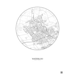 Affiche Waterloo – Poster carte de ville 10km | Gravura – Fond clair