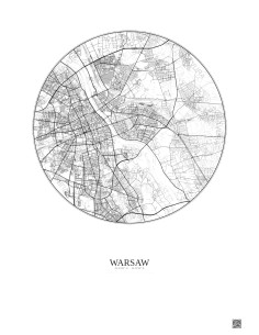 Affiche Warsaw – Poster carte de ville 10km | Gravura – Fond clair