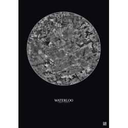 Affiche Waterloo – Poster vue satellite 10km N&B | Gravura – Fond foncé