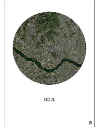 Seoul Satellite View Poster 10km Color | Gravura – Light background