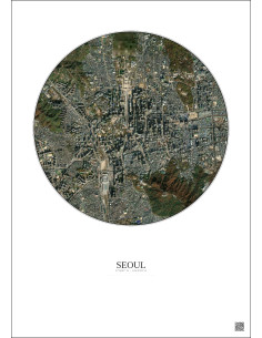 Seoul Satellite View Poster 2.5km Color | Gravura – Light background