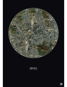 Seoul Satellite View Poster 2.5km Color | Gravura – Dark background