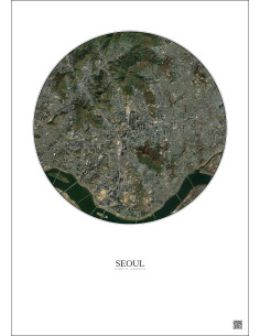 Seoul Satellite View Poster 6km Color | Gravura – Light background