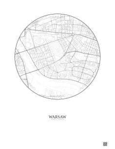 Affiche Warsaw – Poster carte de ville 2.5km | Gravura – Fond clair