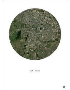 Affiche Astana – Poster vue satellite 10km Couleur | Gravura – Fond clair