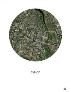 Affiche Astana – Poster vue satellite 2.5km Couleur | Gravura – Fond clair