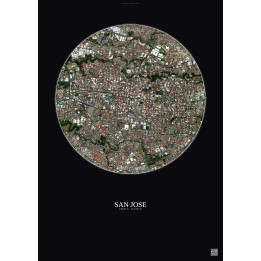 Affiche San Jose – Poster vue satellite 2.5km Couleur | Gravura – Fond foncé