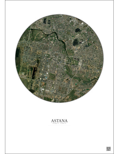 Affiche Astana – Poster vue satellite 6km Couleur | Gravura – Fond clair