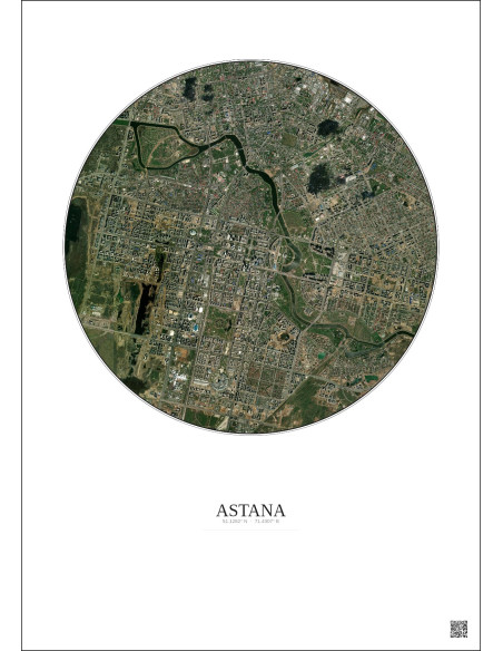 Affiche Astana – Poster vue satellite 6km Couleur | Gravura – Fond clair