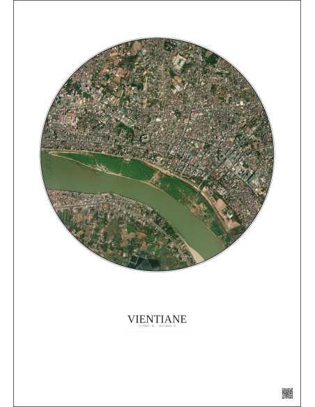 Affiche Vientiane – Poster vue satellite 2.5km Couleur | Gravura – Fond clair
