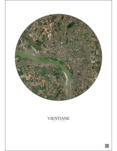 Affiche Vientiane – Poster vue satellite 6km Couleur | Gravura – Fond clair