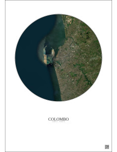 Affiche Colombo – Poster vue satellite 10km Couleur | Gravura – Fond clair