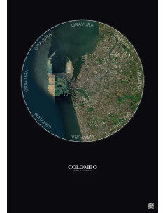 Colombo Satellite View Poster 6km Color | Gravura – Dark background