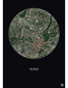 Vilnius Satellite View Poster 2.5km Color | Gravura – Dark background