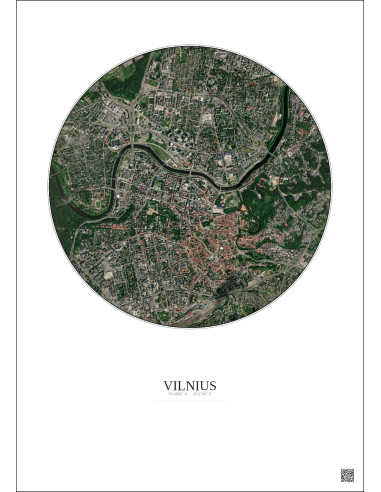 Vilnius Satellite View Poster 2.5km Color | Gravura – Light background