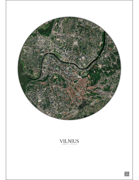 Vilnius Satellite View Poster 2.5km Color | Gravura – Light background