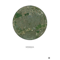 Affiche Kinshasa – Poster vue satellite 2.5km Couleur | Gravura – Fond clair