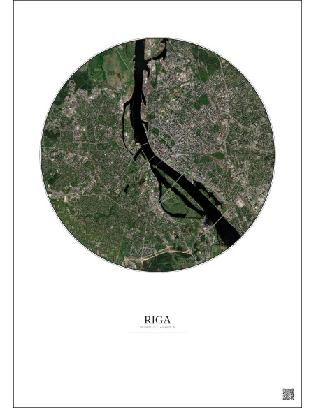 Riga Satellite View Poster 6km Color | Gravura – Light background