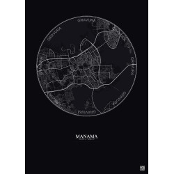 Affiche Manama – Poster carte de ville 6km | Gravura – Fond foncé