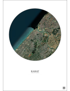 Affiche Rabat – Poster vue satellite 6km Couleur | Gravura – Fond clair