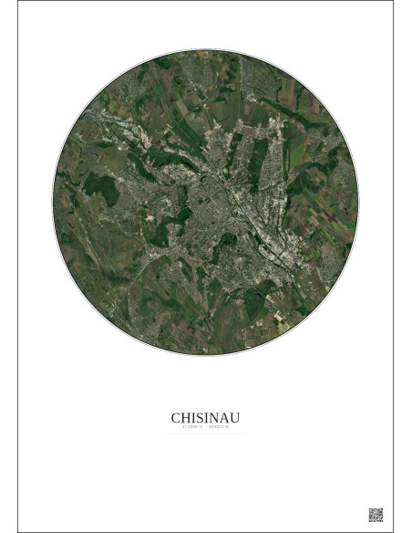 Affiche Chisinau – Poster vue satellite 10km Couleur | Gravura – Fond clair