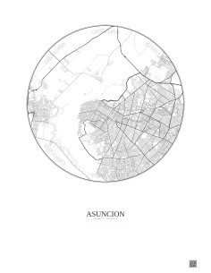 Affiche Asuncion – Poster carte de ville 10km | Gravura – Fond clair