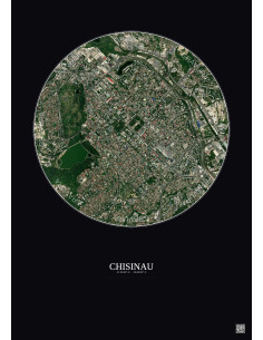 Affiche Chisinau – Poster vue satellite 2.5km Couleur | Gravura – Fond foncé