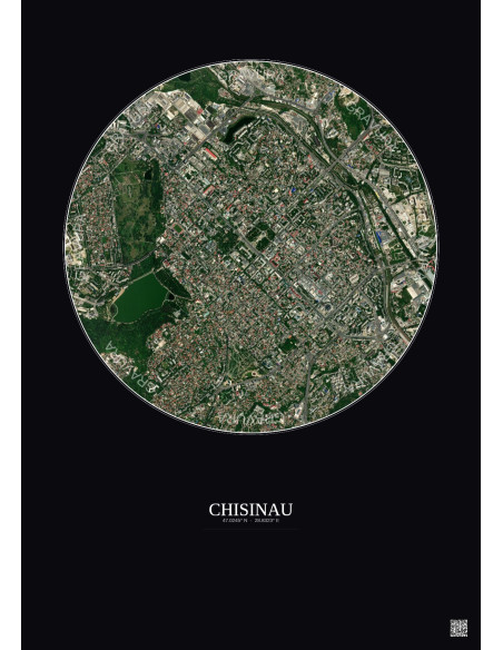 Affiche Chisinau – Poster vue satellite 2.5km Couleur | Gravura – Fond foncé