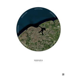 Affiche Havana – Poster vue satellite 10km Couleur | Gravura – Fond clair