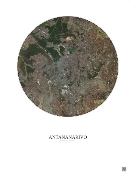 Affiche Antananarivo – Poster vue satellite 10km Couleur | Gravura – Fond clair