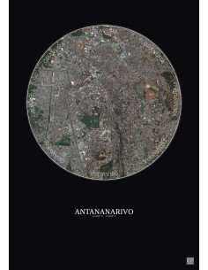 Antananarivo Satellite View Poster 2.5km Color | Gravura – Dark background