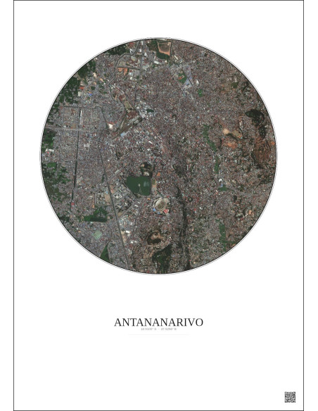 Affiche Antananarivo – Poster vue satellite 2.5km Couleur | Gravura – Fond clair