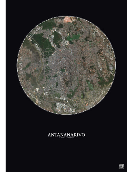 Affiche Antananarivo – Poster vue satellite 6km Couleur | Gravura – Fond foncé