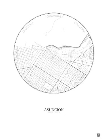 Asuncion City Map Poster 2.5km | Gravura – Light background