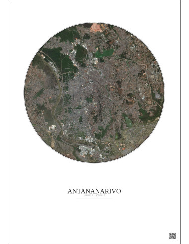 Affiche Antananarivo – Poster vue satellite 6km Couleur | Gravura – Fond clair