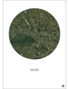 Skopje Satellite View Poster 10km Color | Gravura – Light background