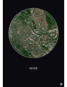 Skopje Satellite View Poster 2.5km Color | Gravura – Dark background