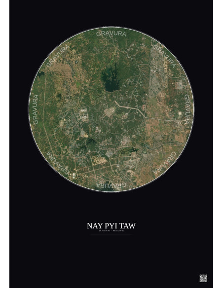 Nay Pyi Taw Satellite View Poster 10km Color | Gravura – Dark background
