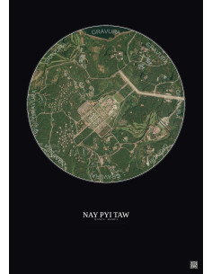 Nay Pyi Taw Satellite View Poster 2.5km Color | Gravura – Dark background