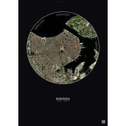 Affiche Havana – Poster vue satellite 2.5km Couleur | Gravura – Fond foncé