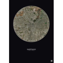 Affiche Santiago – Poster vue satellite 10km Couleur | Gravura – Fond foncé