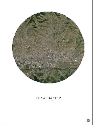 Affiche Ulaanbaatar – Poster vue satellite 10km Couleur | Gravura – Fond clair