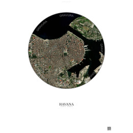 Affiche Havana – Poster vue satellite 2.5km Couleur | Gravura – Fond clair