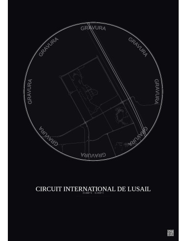 Circuit International De Lusail City Map Poster 2.5km | Gravura – Dark background