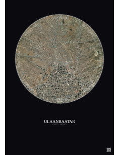 Affiche Ulaanbaatar – Poster vue satellite 2.5km Couleur | Gravura – Fond foncé