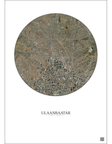 Affiche Ulaanbaatar – Poster vue satellite 2.5km Couleur | Gravura – Fond clair